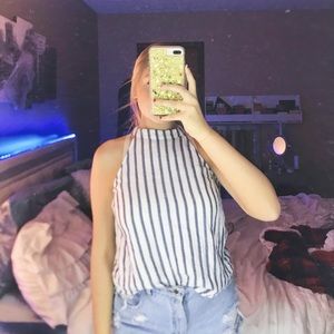 high neck striped tank!